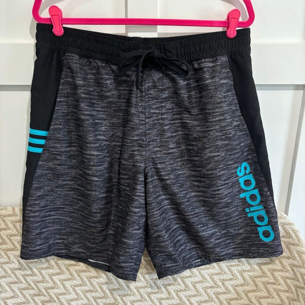 Adidas Men’s Racer 9in Volley Swim Trunks Mesh Liner Gray Black Size XL